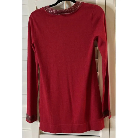 Dana Buchman Women’s XS Red Chili Pepper Rhinestone Sweater Top Sparkly NEW - Picture 3 of 9